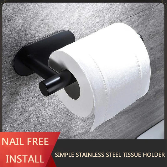 Self Adhesive Toilet Paper Towel Holder Stainless Steel Wall Mount  No Punching Tissue Towel Roll Dispenser for Bathroom Kitchen