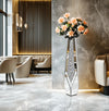 Tall Floor Mirror Vase – Large Crushed Diamond Glass Centerpiece for Modern Home Décor