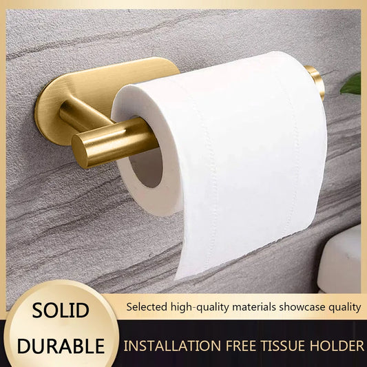 Self Adhesive Toilet Paper Towel Holder Stainless Steel Wall Mount  No Punching Tissue Towel Roll Dispenser for Bathroom Kitchen