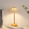 Portable LED Table Lamp – Wood Base, Fabric Shade, Touch Dimming & Rechargeable