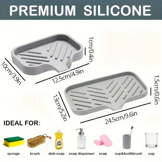 Silicone faucet mat kitchen sink tray soap dispenser sponge drain pad sink spadrying mat countertop storage tray soaptray