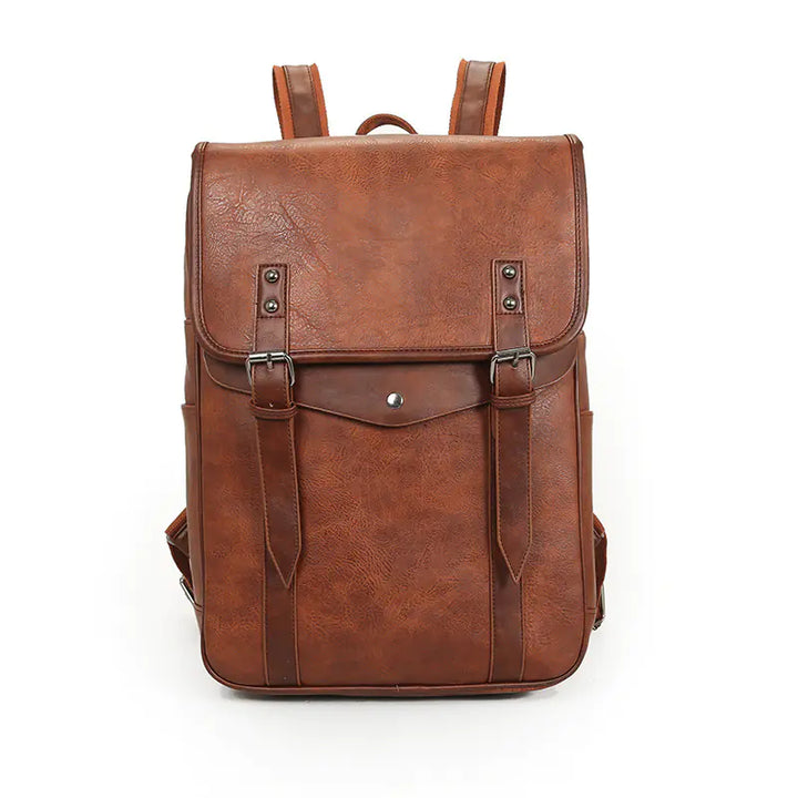 UrbanVault Retro Leather Travel Backpack – Large Capacity for Men