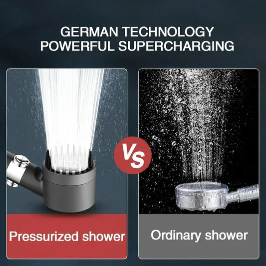 3-Mode Adjustable High Pressurized Filter Shower Head with Massage Brush Rain Faucet - Bathroom Shower Accessories