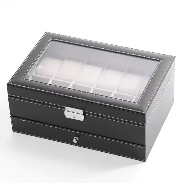 Velura Vault – Double Layer Watch & Jewelry Organizer with Display Window